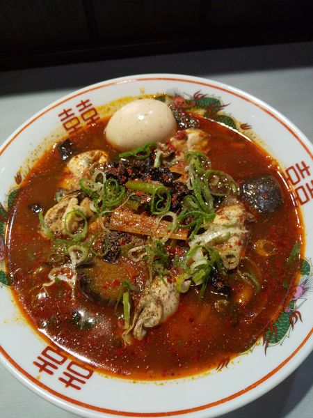 「【限定】牡蠣の麻辣湯麺850円ラーパス味玉」@中華蕎麦 瑞山（ZUIZAN）の写真