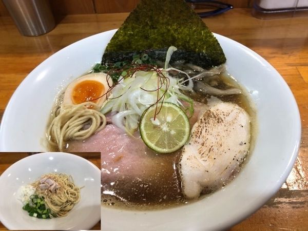 「【限定】秋の煮干蕎麦900円。海老和え玉200円」@麺屋 むじゃきの写真