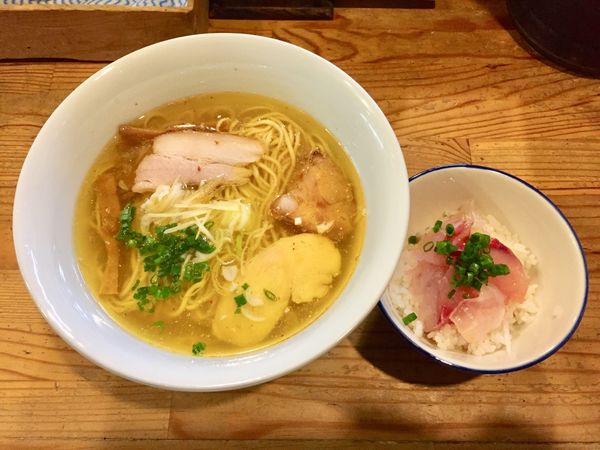 「【限定】塩中華そば （牡蠣の塩そばのスープ）＋ヘダイごはん」@麺屋KABOちゃんの写真