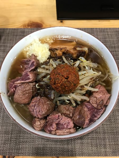 「又次郎中辛+ステーキトッピング  1350円」@麺屋 又兵衛の写真