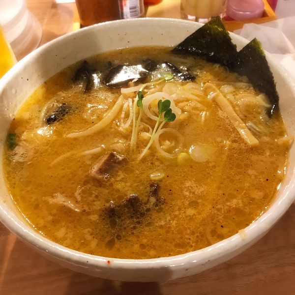 「ハーフ味噌ラーメン」@白樺山荘 北海道ラーメン道場店の写真