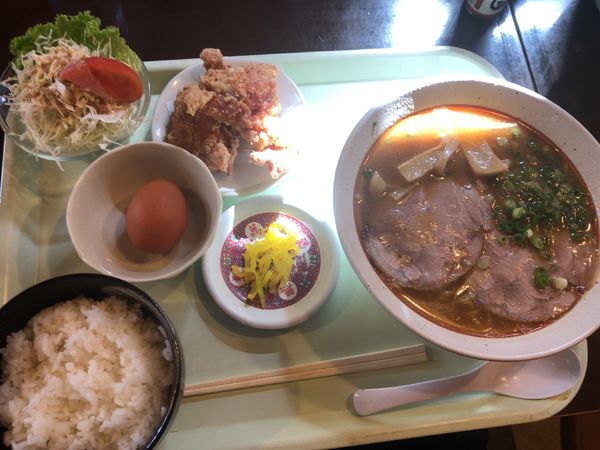 「コク味噌ラーメン+唐揚げ玉子メシ」@麺匠の写真
