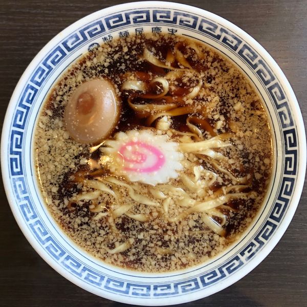 「かけらーめん (450円) 煮玉子 (クーポン)」@製麺屋慶史 麺ショップ 西月隈の写真