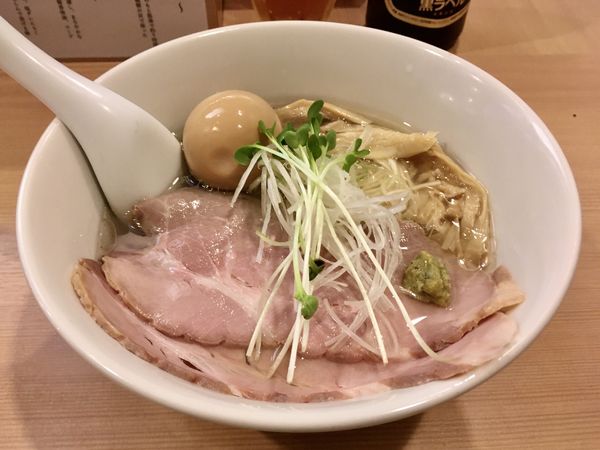 「サッポロビール黒生 → 特製塩中華そば」@中華そば 流川の写真