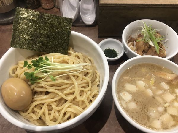 「濃厚ホタテつけそば＋味玉＋本日の飯」@NOODLE VOICEの写真