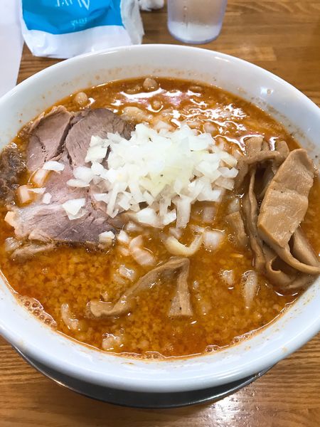 「中華そば(大盛)＋辛脂」@中華そば136の写真