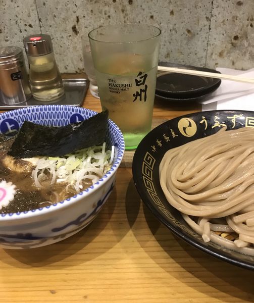 「特製つけ麺(小)+極太メンマ」@中華蕎麦うゑずの写真