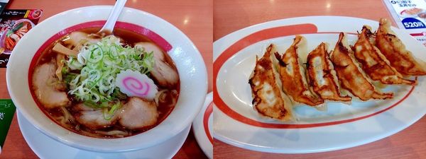 「醤油ラーメン大盛550円ネギ多め　餃子240円」@幸楽苑 三郷中央店の写真