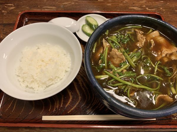 「せりカレー1300+半ライス150＝1450円」@泰明庵の写真