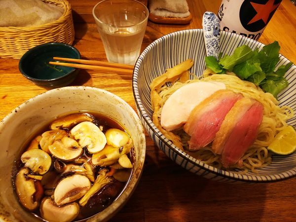 「鴨と茸の淡麗つけそば」@中華そば きなりの写真