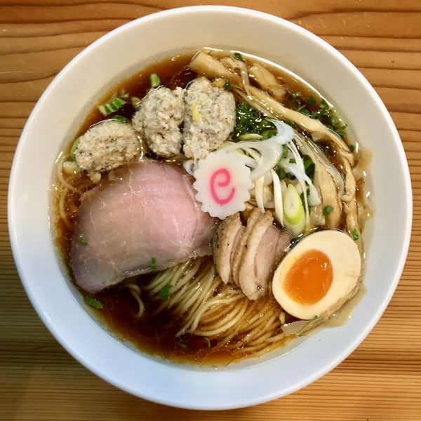 「鴨中華そば ・大盛（つくねサービスCP・半玉サービス）」@はりけんラーメン 南店の写真