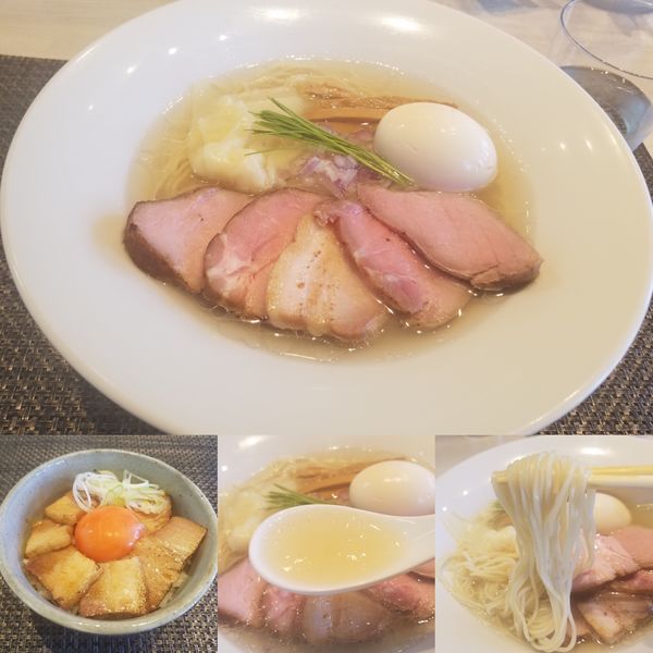 「特製中華蕎麦〈塩〉¥1150+吊るし焼きバラ肉丼¥380」@宍道湖しじみ中華蕎麦 琥珀 東京本店の写真