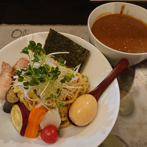 「カレーつけ麺大盛フルトッピング1100円大辛他」@麺屋 波 WAVEの写真