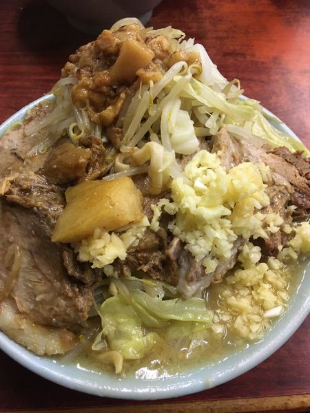 「国産ブタメン＋生たまご＋ブタかす入りアブラ」@ラーメン富士丸 神谷本店の写真