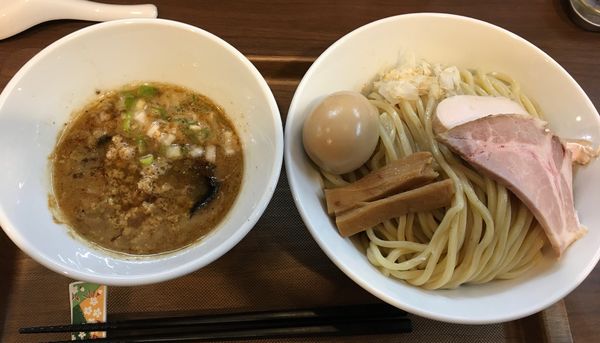 「味玉鷄ほぐしつけ麺 大盛」@つけめん さなだの写真