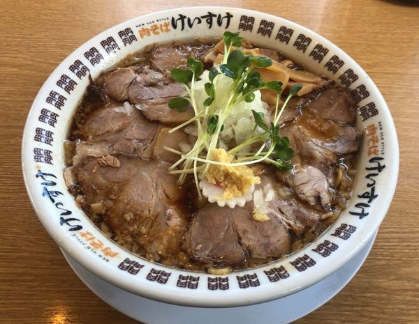「背脂肉そば 大盛」@肉そば けいすけ 富里店の写真