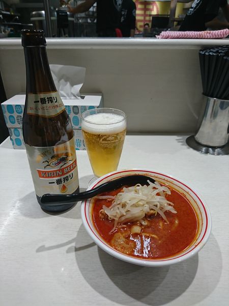 「半ラー・瓶ビールセット(北極)960円」@蒙古タンメン 中本 東池袋店の写真