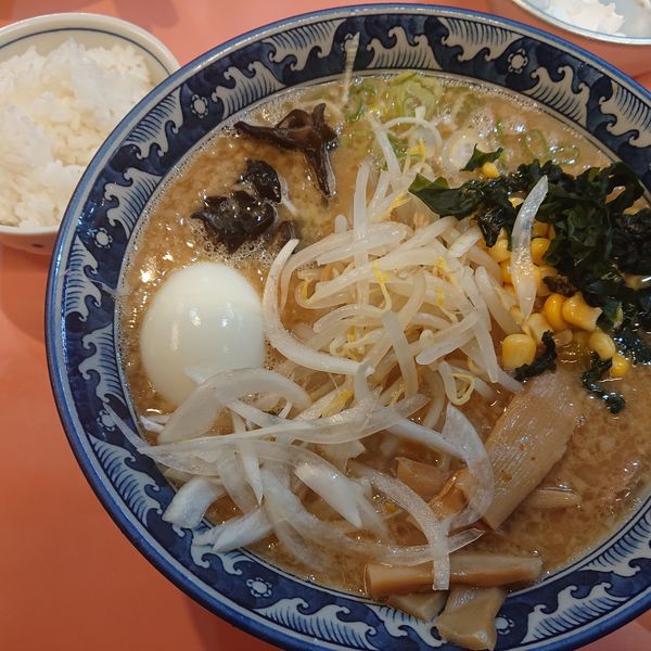 「白みそラーメン750円、ライス100円、茹で卵20円」@大公 金沢文庫店の写真