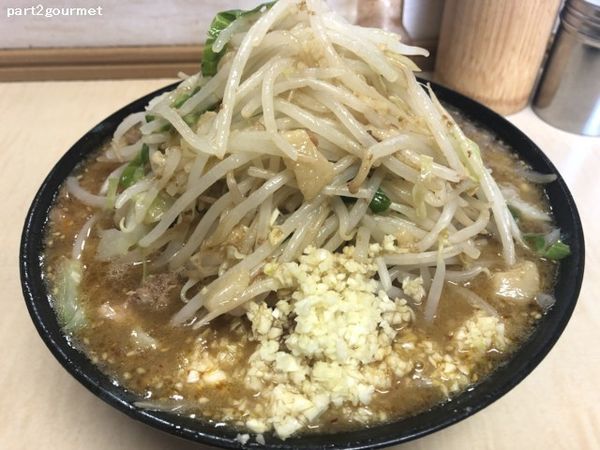 「みそラーメン 「ニンニクアブラ」(800円)」@ラーメン二郎 京成大久保店の写真