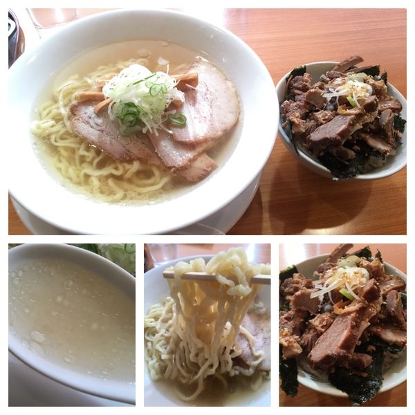 「会津山塩ラーメン 730円、ミニチャーシュー丼 330円」@うえんで食堂の写真