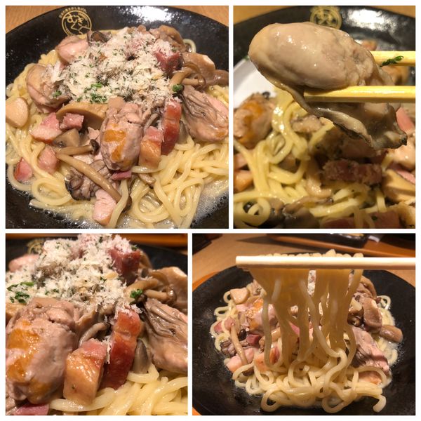 「【寿製麺よしかわ】牡蠣と茸の秋のまぜそば 880円」@むぎくらべの写真