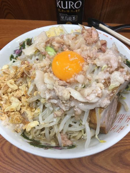 「汁なし ヤサイ  ちょいマシ ニンニクマシ アブラ丼 カラメ」@ラーメン二郎 亀戸店の写真