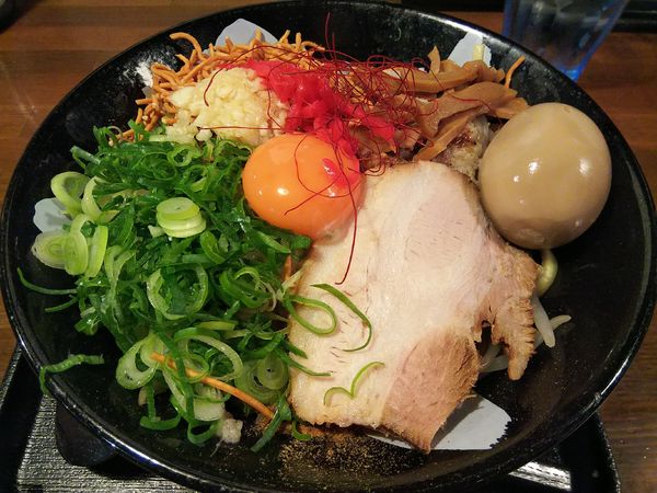 「まぜ基本　（麺大盛：無料）　＋味玉：サービス券」@麺賊喜三郎の写真