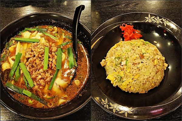 「麻辣刀削麺＋ニンニクチャーハン 950円」@劉家 西安刀削麺 熱田高校前店の写真