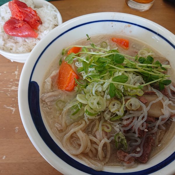 「ゴールデンデン縞腸S和牛脛&筋乗せ2000円明太子ご飯300」@MENYA 食い味の道有楽の写真
