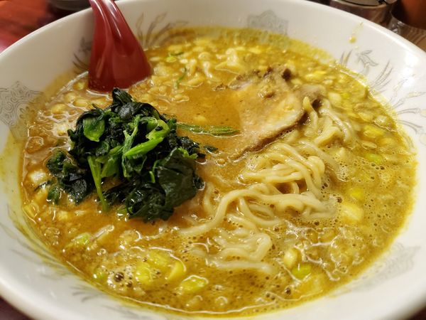 「カレーラーメン780円中太麺」@らーめん ドラごんちの写真