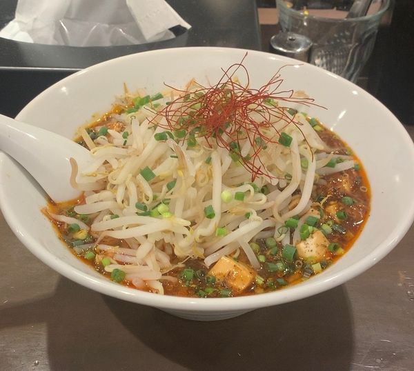 「麻婆麺 もやし 辛さ増し 痺れ増し」@麻辣専科 覇王 神田北口店の写真