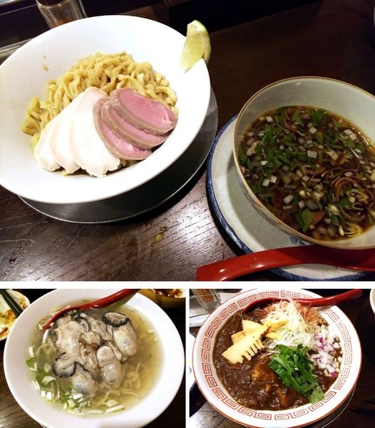 「牡蠣の冷やし・冷やし煮干和えつけ・カレーまぜそば（コース内）」@立ち呑み居酒屋 金町製麺の写真