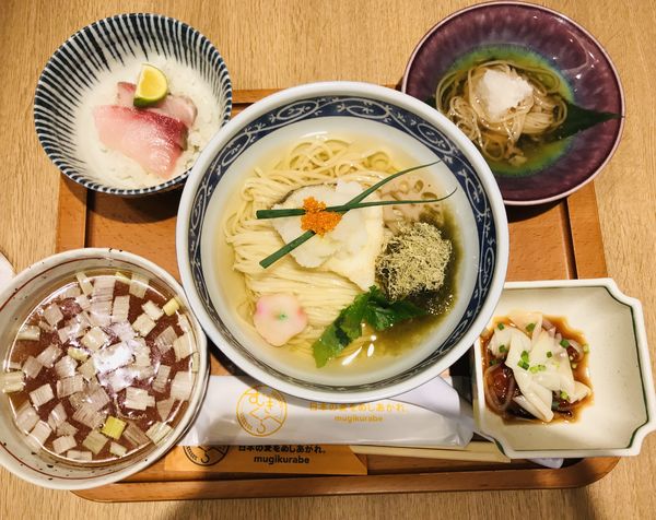 「麺割烹　冬の魚と蓮根のつけそば ¥1000」@むぎくらべの写真