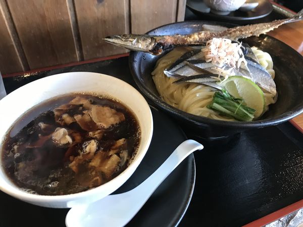 「酢じめサンマの生姜醤油つけ麺」@麺創 なな家の写真