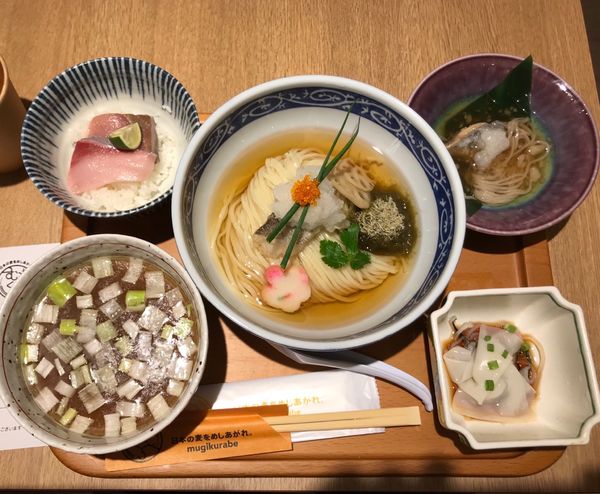 「【よしかわ】麺懐石  冬の魚と蓮根のつけそば＠1000円」@むぎくらべの写真