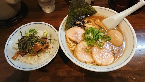 「紫そば 950円 + 豚ごわん 270円」@中華そば むらさき山の写真