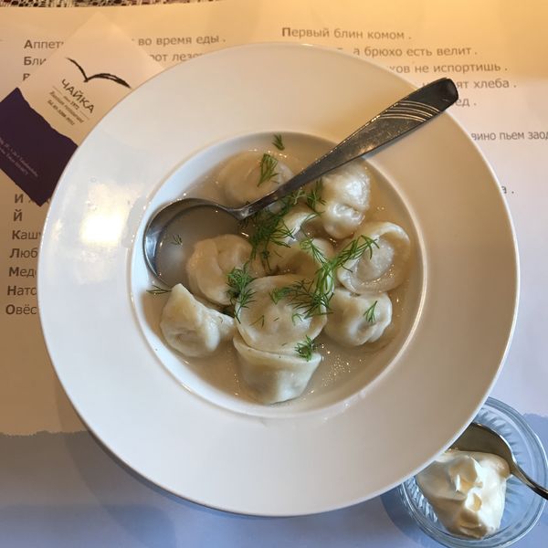 「ペリメニのスメタナ添え(シベリア風手作り餃子)」@チャイカの写真