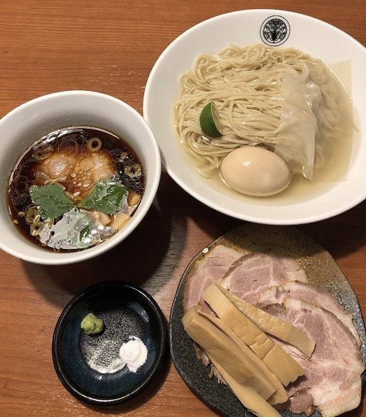 「鶏醤油つけそば950円＋全部増し」@らぁ麺とうひちの写真