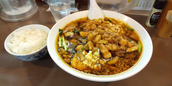 「スタ満ソバ (ニンニク、生姜、背脂)＋小ライス」@元祖スタミナ満点らーめん すず鬼の写真