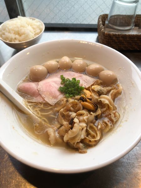 「ゴロゴロもろ貝まみれ清湯＋うずら＋小ライス」@さんじの写真