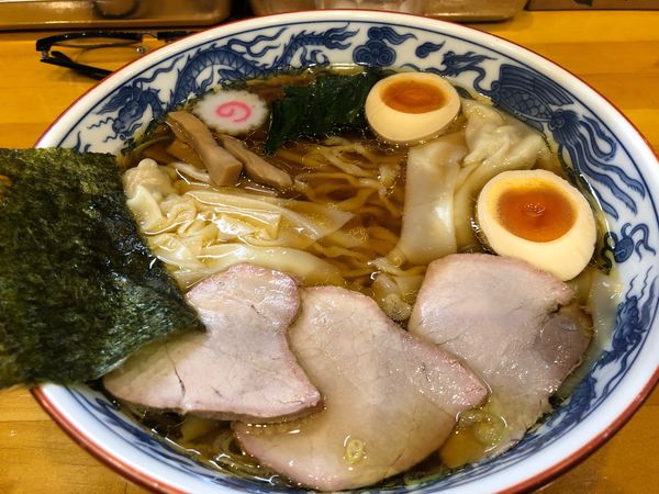 「ワンタン麺980円、味玉100円」@白河手打中華そば 法隆の写真
