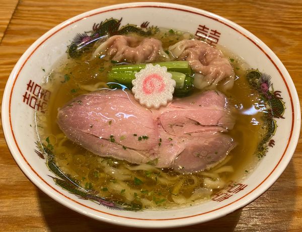 「山椒ラーメン0円(無料クーポン)+肉ワンタン120円」@キング製麺の写真
