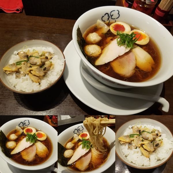 「特製鶏の醤油らー麺¥1150+あさりのっけご飯¥250」@鶏喰～TRICK～の写真