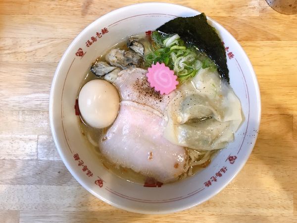 「季節の限定麺(牡蠣塩わんたん麺)＋味玉」@福島壱麺の写真