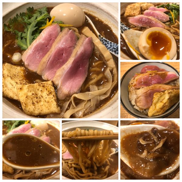 「味玉赤味噌そば 1050円追加鴨むね肉300円炊き込みご飯」@中華そば きなりの写真