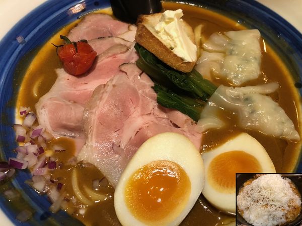 「元祖デラックス海老丸らーめん＋〆のリゾット」@海老丸らーめんの写真