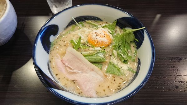 「豚ボナーラ（並） 880円 + 焼豚丼（ミニ） 500円」@横道の写真