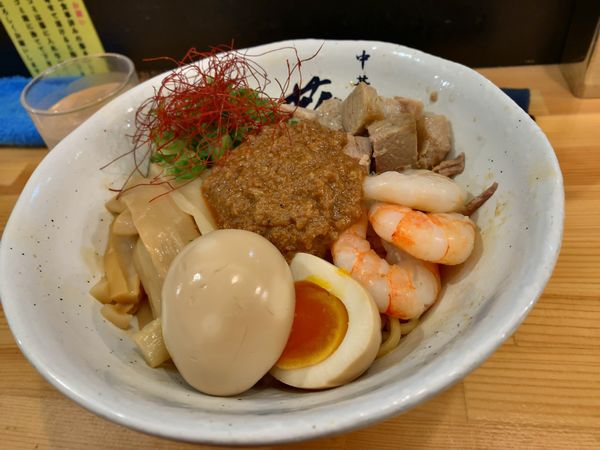 「【限定】怒S海老ABまぜまぜ＋味玉」@中華そば 葵の写真