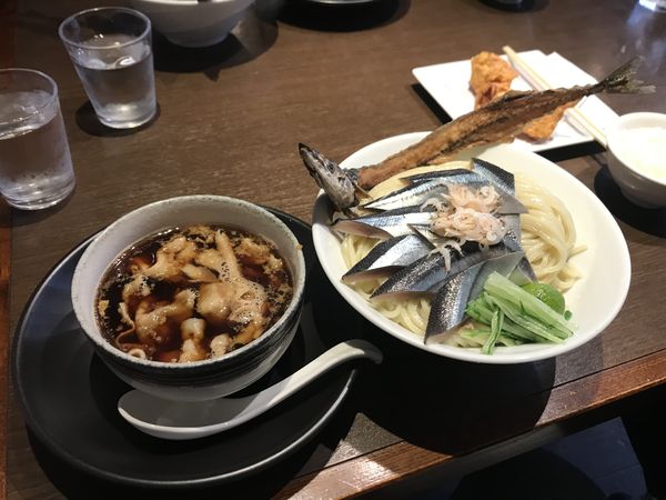 「酢じめサンマの生姜醤油つけ麺」@麺創 なな家の写真