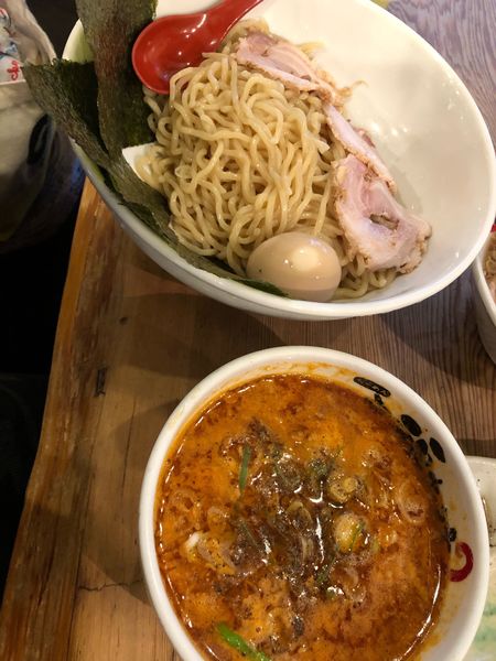 「特製エビ辛味噌つけ麺1100円」@らーめん 福たけ 桜木本店の写真